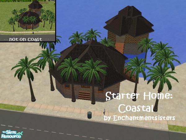 Sims 2 — Starter Home - Coastal by enchantmentsisters — It features a house with room to modify and a lattice landing