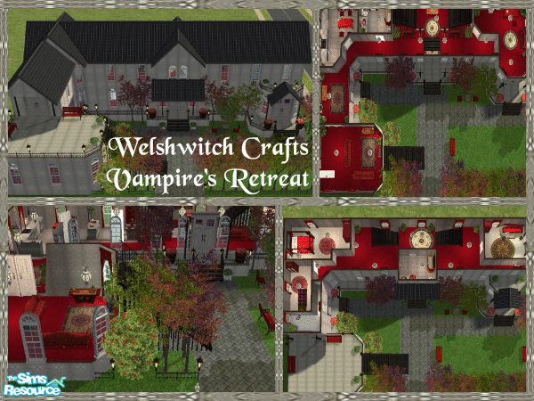 Sims 2 — Vampires Retreat by WelshWitch — Gothic Manor on small lot. Perfect for vampires, goth sims or just your normal