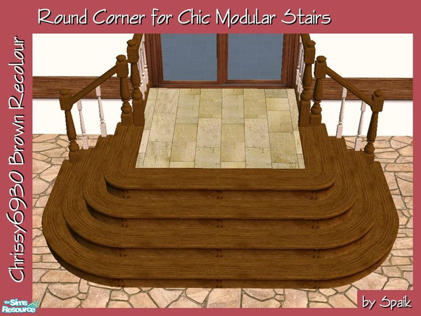 Sims 2 — Round Corner for Chic Modular Stairs - Brown REC by Spaik — Decorative corner to make your modular stairs more