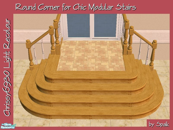Sims 2 — Round Corner for Chic Modular Stairs - Light REC by Spaik — Decorative corner to make your modular stairs more