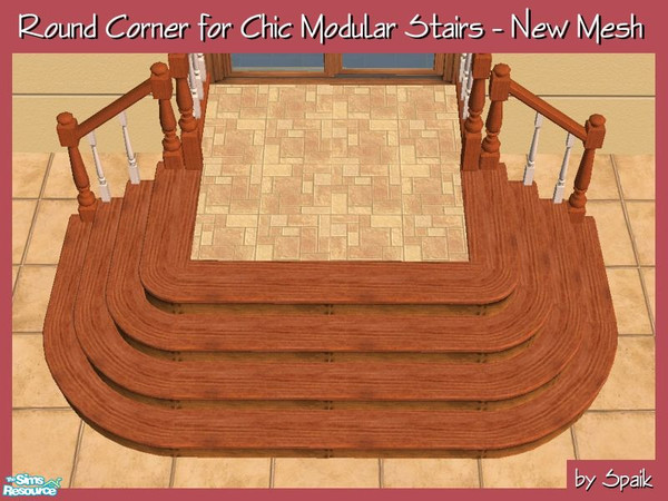 Sims 2 — Round Corner for Chic Modular Stairs - MESH by Spaik — Decorative corner to make your modular stairs more