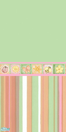 Sims 2 — Cute as a bug minty wall by kristiemi — The Cute as a bug wall and floor set includes 5 walls and 4 floors to