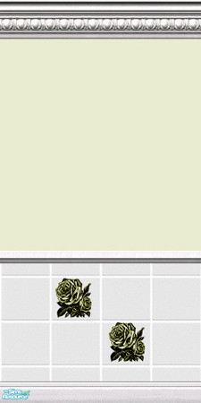 Sims 2 — D2D2 Roses Yellow Tile by D2Diamond — Seven lovely tiled walls with decorative roses in pretty pastel colors.