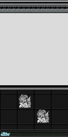 Sims 2 — D2D2 Roses Black Tile by D2Diamond — Seven lovely tiled walls with decorative roses in pretty pastel colors. ...