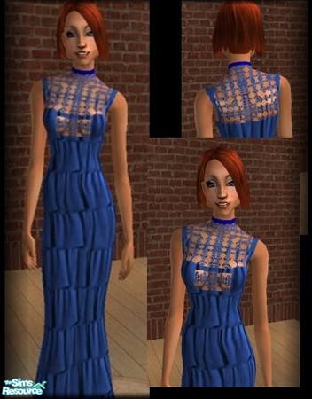 Sims 2 — Dulce Blue Gown by galilea — A lovely ruffled gown with lace.