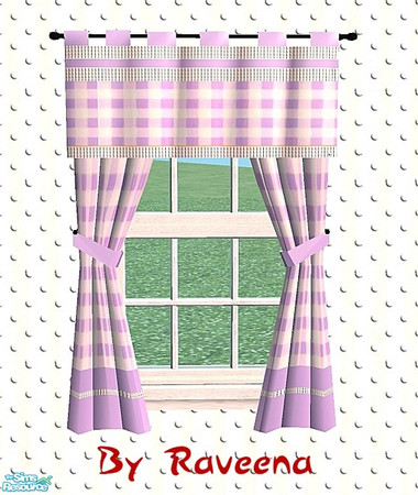 Sims 2 — Lavender Gingham Curtains by Raveena — You need solfal's curtain mesh for this object to work in the game.