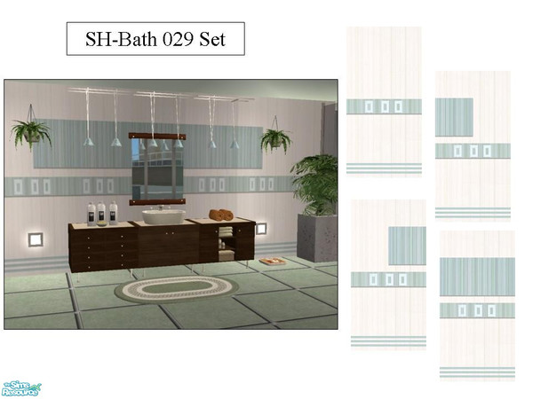 Sims 2 — SH-Bath 029 Set by judyhugsnoopy — A new wallpaper set for bathroom or anywhere you like. Enjoy :D **TSRAA** 