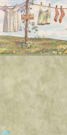 Sims 2 — help wanted laundry by agaliha5 — laundry or bathroom wallpaper. sign on post reads: "Help Wanted" 