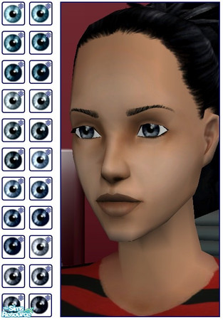 Sims 2 — Beautiful Blue Eye Collection by stitchy — 22 varing shades of blue eyes.