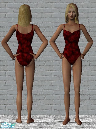 Sims 2 — ColourFlash Swimwear Red AF by Yeliab — Striking new swimwear for Adult Females. One of 5 colours. Part of a
