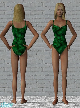 Sims 2 — ColourFlash Swimwear Green AF by Yeliab — Striking new swimwear for Adult Females. One of 5 colours. Part of a