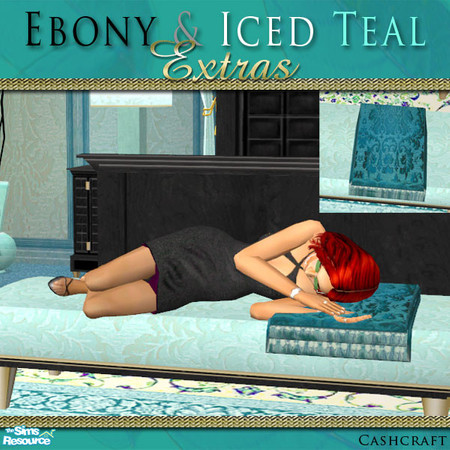Sims 2 — Ebony & Iced Teal Throw by Cashcraft — Extra decorative items for my Ebony & Iced Teal Bedroom Set. It's