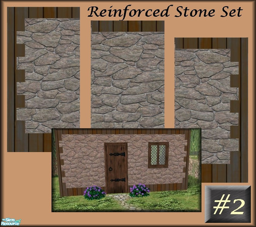Sims 2 — Reinforced Stone Wall Set 2 by galilea — This set is part of a recolor of the Maxis walls called 'Reinforced