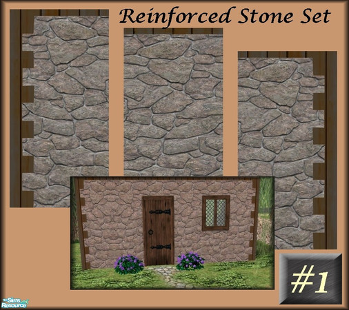 Sims 2 — Reinforced Stone Wall Set 1 by galilea — This set is part of a recolor of the Maxis walls called 'Reinforced