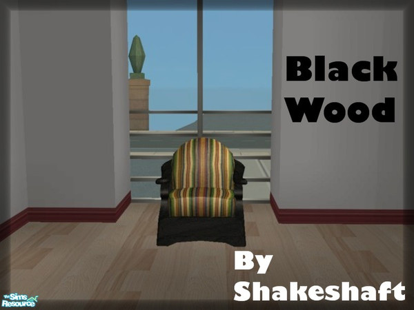 Sims 2 — Black Wood Armchair by TSR Archive — Part of a 3 piece set of a Sofa, Loveseat and ArmChair in a Luxury Ebony