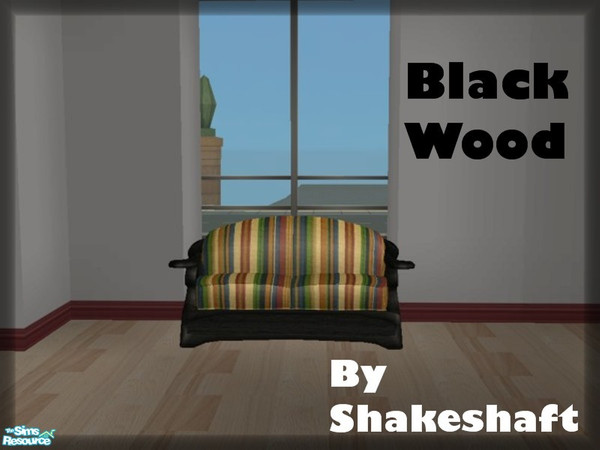 Sims 2 — Black Wood Loveseat by TSR Archive — Part of a 3 piece set of a Sofa, Loveseat and ArmChair in a Luxury Ebony