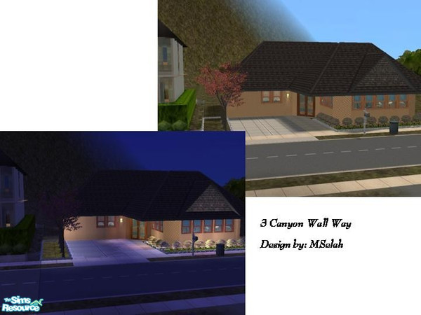 Sims 2 — 3 Canyon Wall Way by mselah — Beautifully landscaped and decorated 1 bedroom, 1 bath home. Sunken living room.
