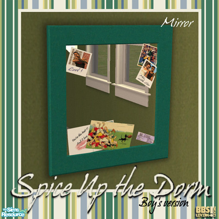 Sims 2 — Spice Up the Dorm, Be Cool Mirror by BetterbeSim — Be Cool version of the Spice Up the Dorm Mirror. Green, some