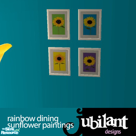 Sims 2 — Rainbow Dining Sunflower Prints by Jubilant — This is a recolor of one of the NL paintings. These colorful