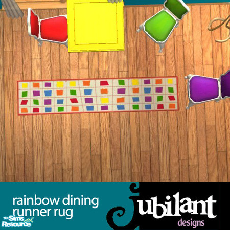 Sims 2 — Rainbow Dining NL Runner Rug by Jubilant — This is a recolor from the original Maxis design. The colors were