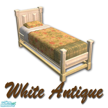 Sims 2 — Antiqued White Bedframe by Potter_Fan — A white bedframe to give your sims' home a rustic feel.