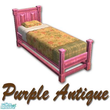Sims 2 — Antiqued Purple Bedframe. by Potter_Fan — A purple bedframe to give your sims' home a rustic feel.
