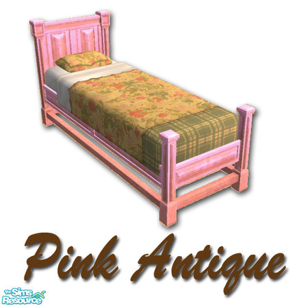 Sims 2 — Antiqued Pink Bedframe by Potter_Fan — A pink bedframe to give your sims' home a rustic feel.