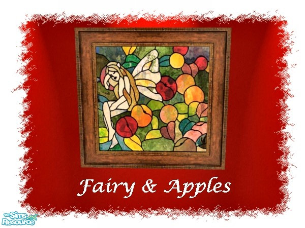 Sims 2 — Fairy & Apples by galilea — Very beautiful, bright colors in this stained glass picture. It will enhance any