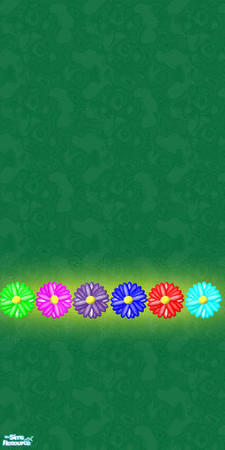 Sims 2 — Flowers - Flowercrgreen by Little Zip — Just a touch of flower power, a green wall and a chair rail of 1970\'s