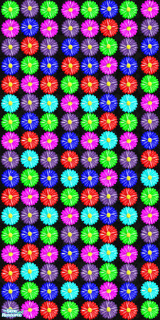 Sims 2 — Flowers - Flowerpaper by Little Zip — Just a touch of flower power, a black wall and covered in 1970\'s style