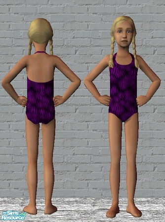 Sims 2 — ColourFlash Swimwear Purple CF by Yeliab — Striking new swimwear for Child Females. One of 5 colours. Part of a