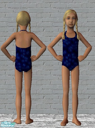 Sims 2 — ColourFlash Swimwear Blue CF by Yeliab — Striking new swimwear for Child Females. One of 5 colours. Part of a