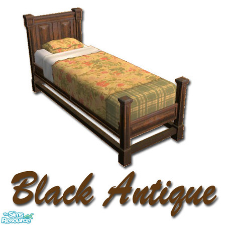 Sims 2 — Black Antiqued Bed by Potter_Fan — A black antiqued bedframe to give your sims' homes a rustic feel.