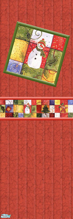 Sims 2 — Christmas Block Snowman Wall by SpringwolfDecor — A Very colorful, slightly worn set for your little one at