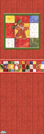 Sims 2 — Christmas Block Gingerbread Wall by SpringwolfDecor — A Very colorful, slightly worn set for your little one at