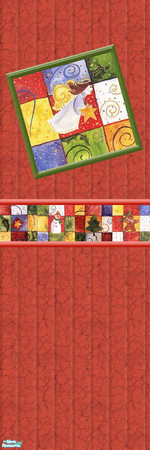 Sims 2 — Christmas Block Angel Wall by SpringwolfDecor — A Very colorful, slightly worn set for your little one at