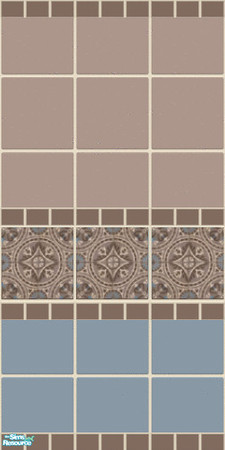 Sims 2 — nm Mos Medallion Brown Tile Wall by Henwen — **TSRAA Member**