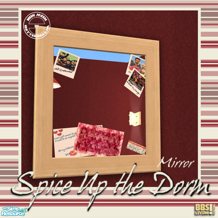 Sims 2 — Spice Up the Dorm,  Memory Mirror by BetterbeSim — Mirror of Memories. Mirror with pictures, postcards and a