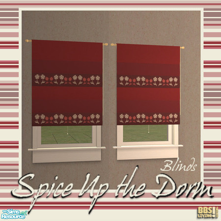 Sims 2 — Spice Up the Dorm,  Blinds by BetterbeSim — Recolor of the Flowerblinds to match this set. Part of a fully