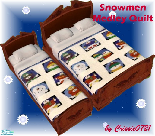 Sims 2 — Snowmen Medley Quilt by Crissie0721 — Keep your Sims warm this winter with this collection of three quilts.