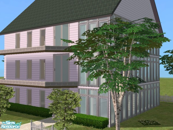 Sims 2 — Take 5 by Fooser — Take 5 is a three story building, fairly modern, with a glass stairway on the right side.