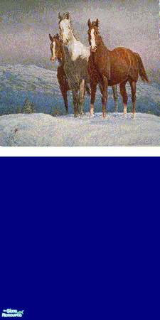 Sims 2 — Standing with Pride by GeminiSims — 3 beautiful horses standing on a snow mountain. 