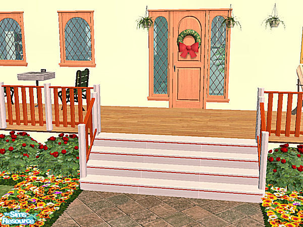 Sims 2 — Country Stairs in white wood - rosewood by chrissy6930 — Recolor of my country stairs mesh in white wood and