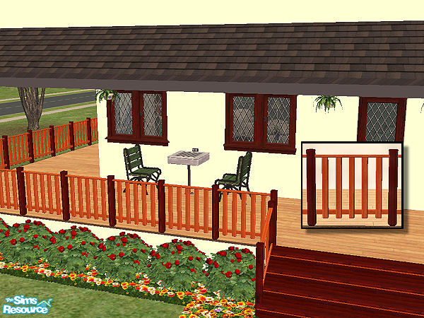Sims 2 — Country Fence in dark wood - rosewood by chrissy6930 — Country fence with posts in dark wood and railing in