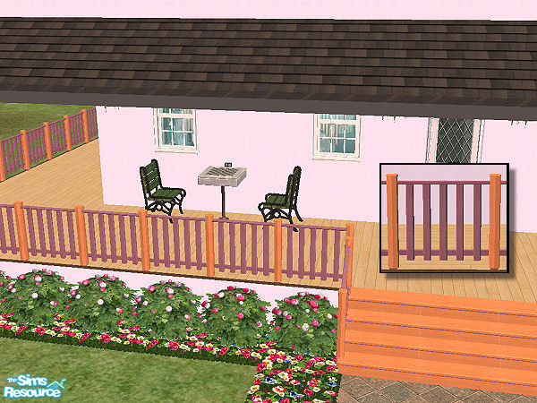 Sims 2 — Country Fence in jequitiba - purpleheart by chrissy6930 — Country fence with posts in jequitiba and railing in