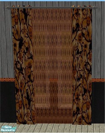 Sims 2 — tams tc 110 set 1 - Curtains For Tc110 by tambriah — Halloween patterned curtains with gray wood rod created by:
