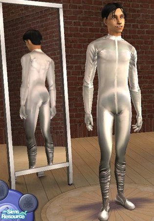 Sims 2 — Shiny Silver Catsuit by Hordriss — Believe it or not, this is the base layer for a new Cyberman skintone I am