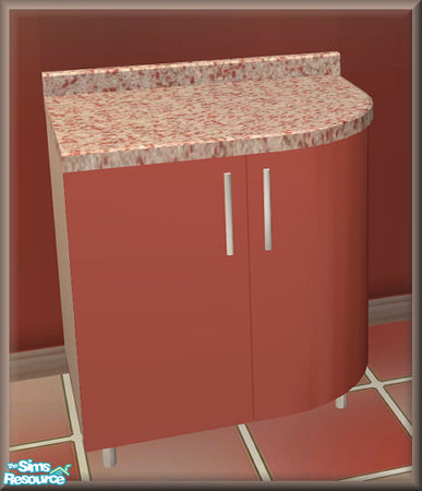 Sims 2 — NK Jazz Zeal Kitchen - Counter Right by MoMama — The right side counter end in coral and cream.