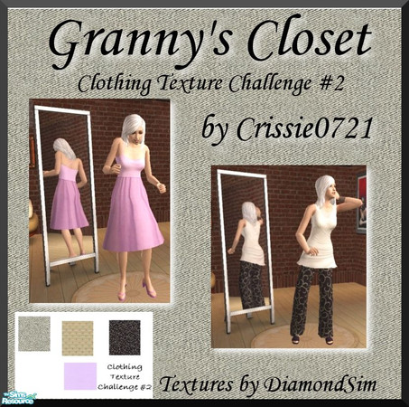 Sims 2 — CTC#2 - Granny's Closet by Crissie0721 — Two more outfits for 'Granny' using textures provided by DiamondSim in
