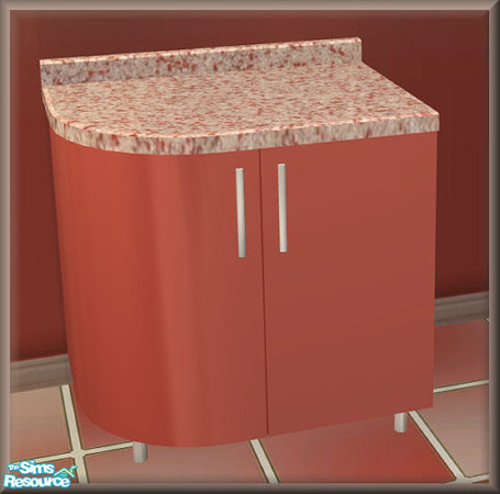 Sims 2 — NK Jazz Zeal Kitchen - Counter Left by MoMama — Left end counter in coral and cream.